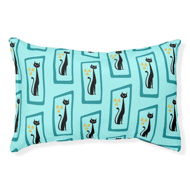 Schrödinger's Cat Mid Century Modern pale blue Pet Bed (Front)