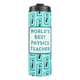 Schrödinger's Cat Mid Century Modern pale blue Thermal Tumbler