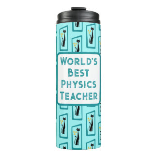 Schrödinger's Cat Mid Century Modern pale blue Thermal Tumbler