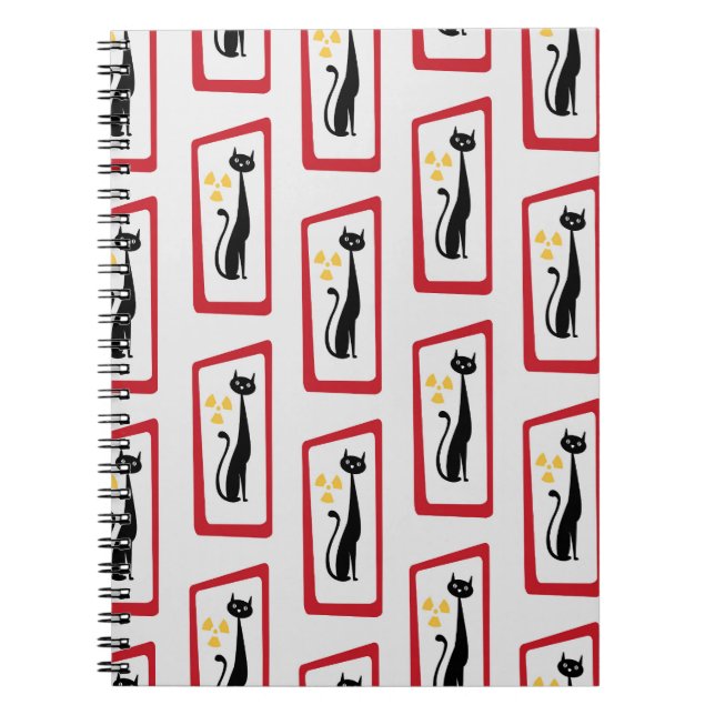 Schrödinger's Cat Mid Century Modern red Notebook (Front)
