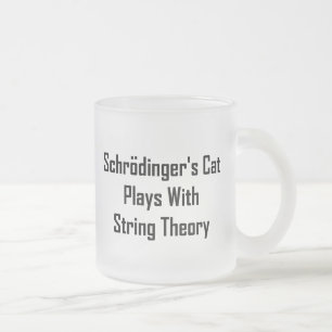 Schrodinger's Cat Plays With String Theory Frosted Glass Coffee Mug
