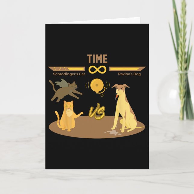 Schrodinger's Cat Vs. Pavlov's Dog Funny Video Gam Card (Front)