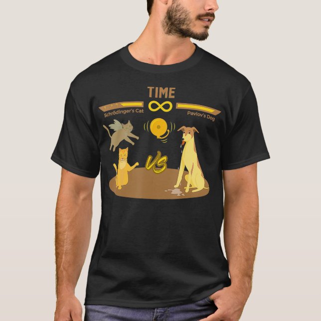Schrodingers Cat VS Pavlovs Dog Funny Video Game T-Shirt (Front)