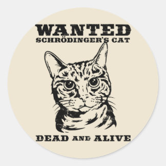 Schrodinger's cat wanted dead or alive classic round sticker