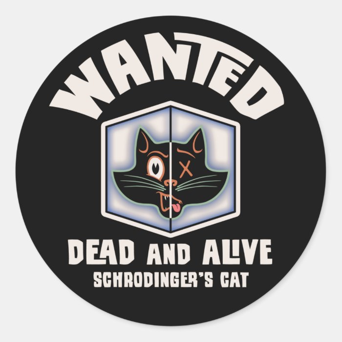 Schrodinger's Cat Wanted Round Stickers