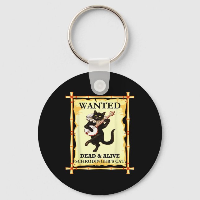 Schrodinger's Physics Cat Quantum Physicist  Keychain (Front)