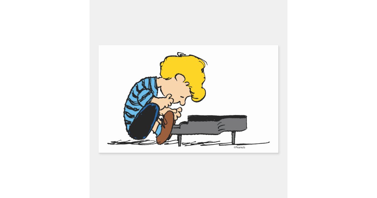 Schroeder Charlie Brown Music Rectangular Sticker