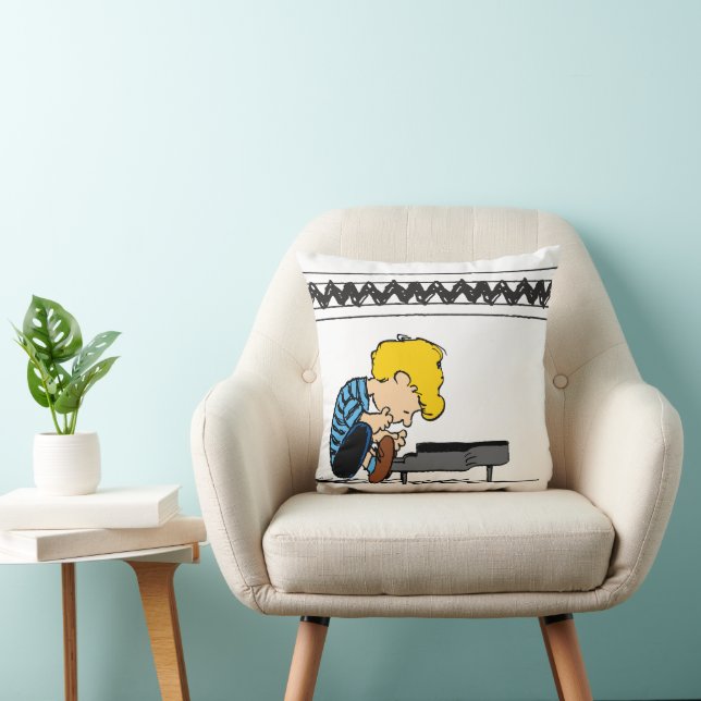 Schroeder Charlie Brown Music Throw Pillow (Chair)