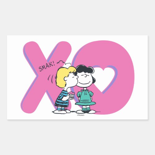 Schroeder Kisses Lucy Rectangular Sticker