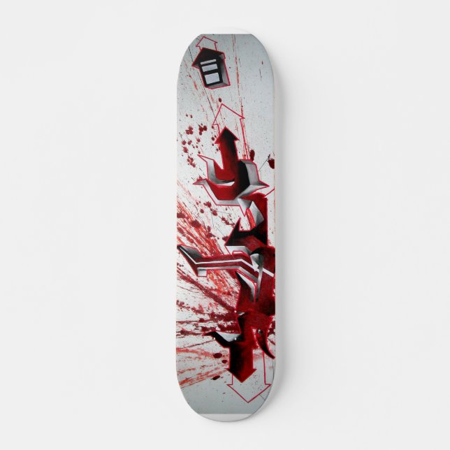 Schu Red graffiti Skateboard Deck (Front)