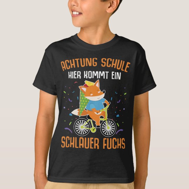 Schulkind Fahrrad Schlauer Fuchs T-Shirt (Front)