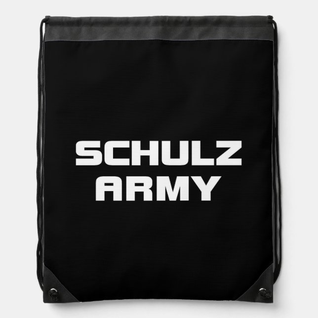 Schulz Army Black Drawstring Backpack (Front)