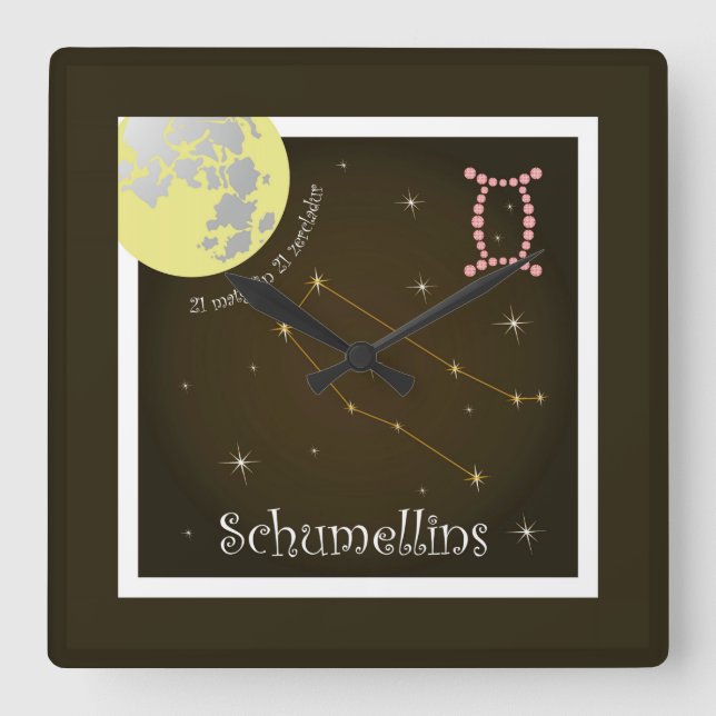 Schumellins 21 matg fin 21 zercladur Uhr Square Wall Clock (Front)