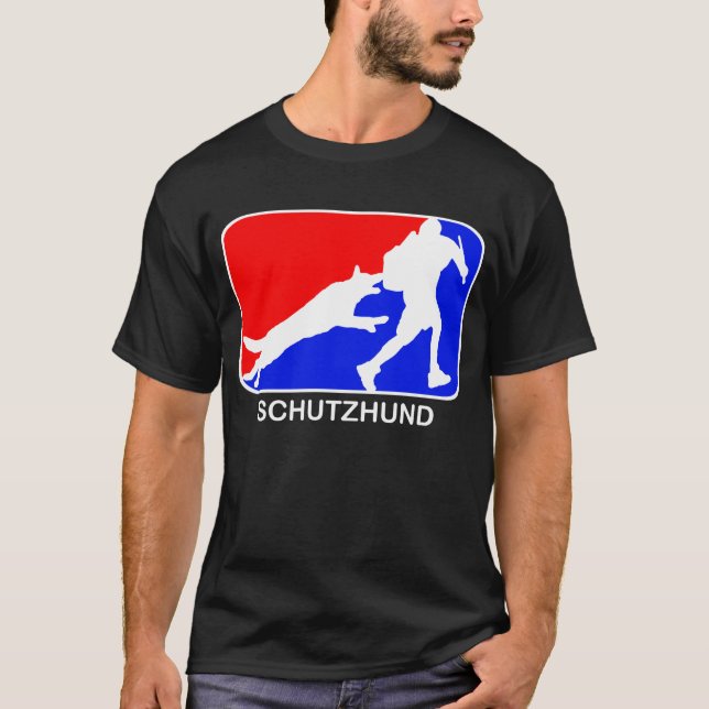 schutzhund  red and blue logo dark t-shirt (Front)