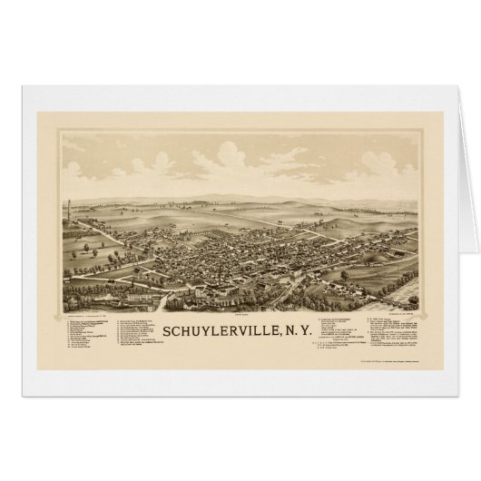 Schuylerville, NY Panoramic Map - 1889 Cards (Front Horizontal)