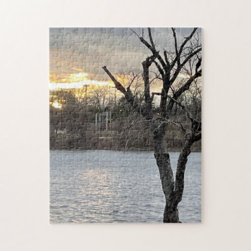 Schuylkill River Sunset with Tree Jigsaw Puzzle