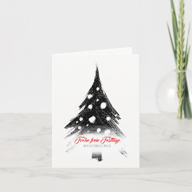 Schwarz weiß, minimal, modern Weihnachtskarten Holiday Card (Front)