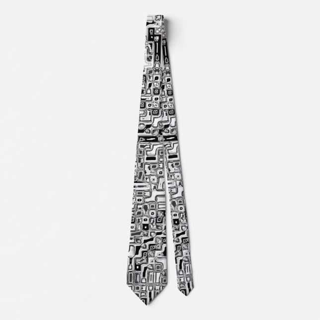 schwarz weiss Rechtecke black white rectangles Neck Tie (Front)