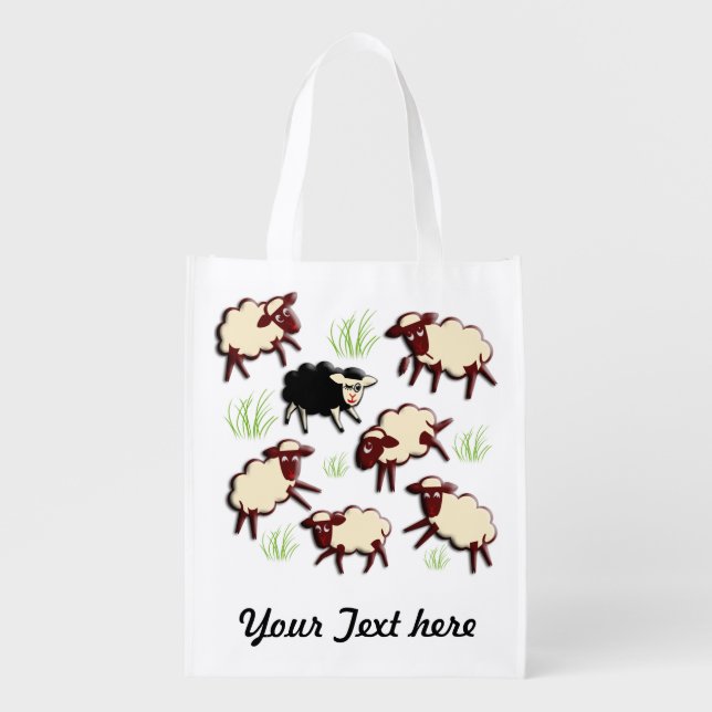 Schwarzes Schaf / black sheep + your text Reusable Grocery Bag (Front)