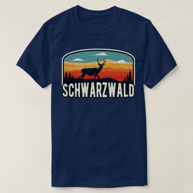 Schwarzwald Wild Hirsch Retro Schwaben T-Shirt (Design Front)