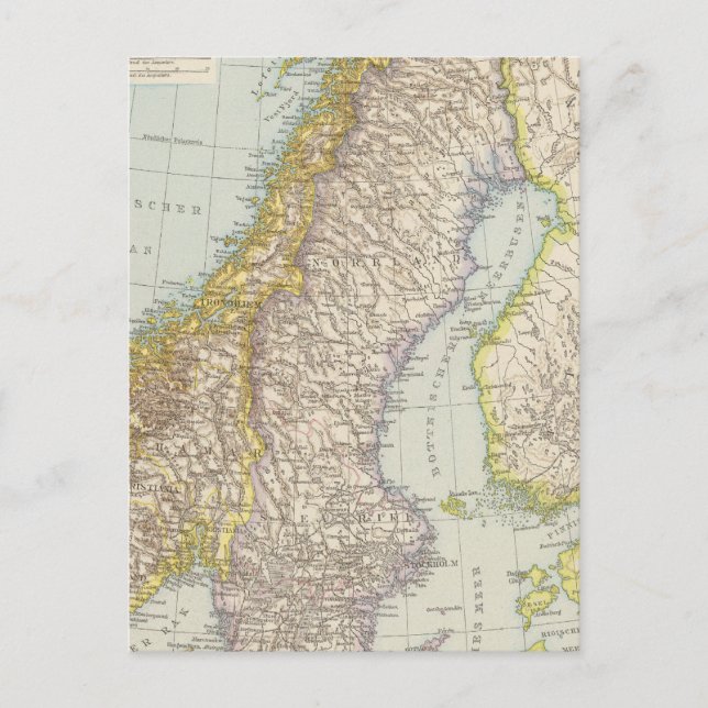 Schweden, Norwegen - Sweden and Norway Map Postcard (Front)