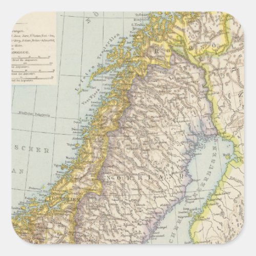 Schweden Norwegen _ Sweden and Norway Map Square Sticker