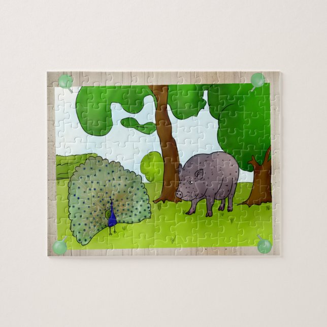 Schwein und Pfau Jigsaw Puzzle (Horizontal)