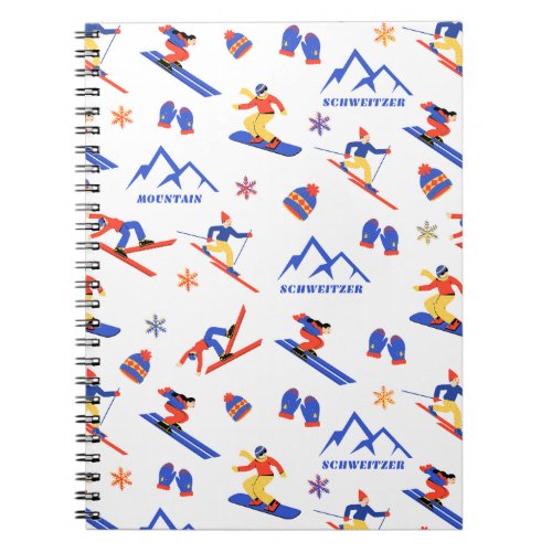 Schweitzer Mountain Idaho Ski Snowboard Pattern Notebook