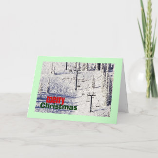 Schweitzer Mountain Ski Chairlift, Christmas Holiday Card