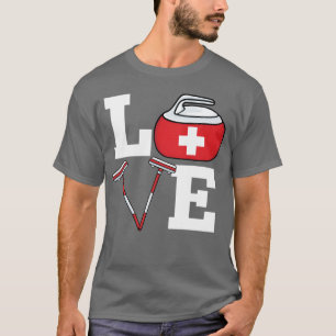 Schweiz Curling Broom Ice Sports Switzerland Flag T-Shirt