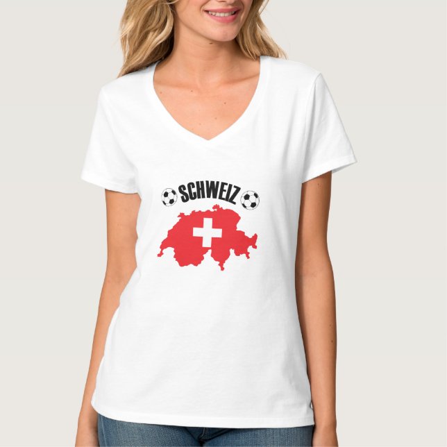 Schweiz Fussball Switzerland Map T-Shirt (Front)