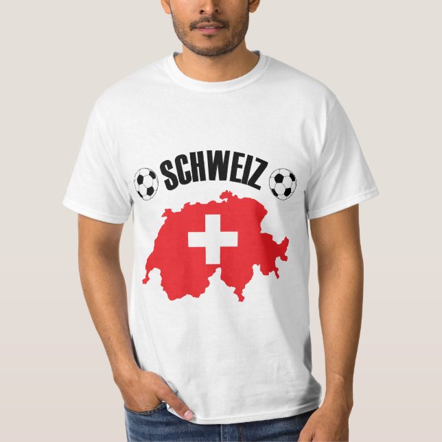Schweiz Fussball Switzerland Map T-Shirt (Front)