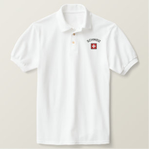 Schweiz Mens Polo With Switzerland Pocket Flag