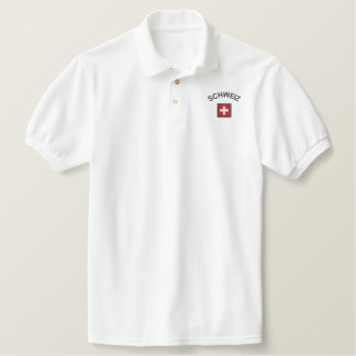 Schweiz Mens Polo With Switzerland Pocket Flag