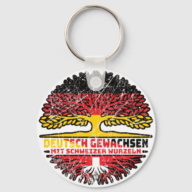 Schweiz Schweizer Deutsch Deutschland Baum Wurzel Keychain (Front)