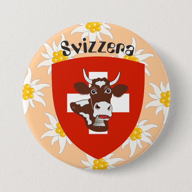 Schweiz Suisse Svizzera Svizra Switzerland Pinback Button (Front)