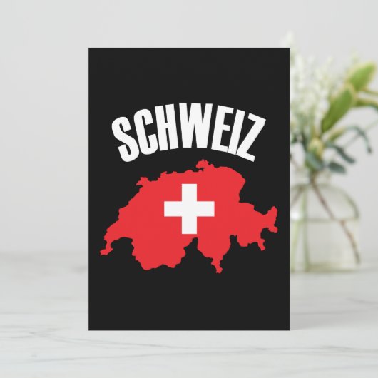 Schweiz Switzerland Map Flag (Standing Front)