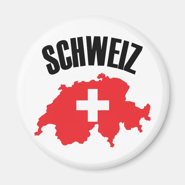 Schweiz Switzerland Map Flag Magnet (Front)