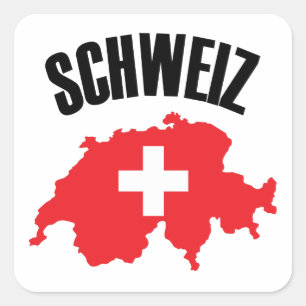 Schweiz Switzerland Map Flag Square Sticker