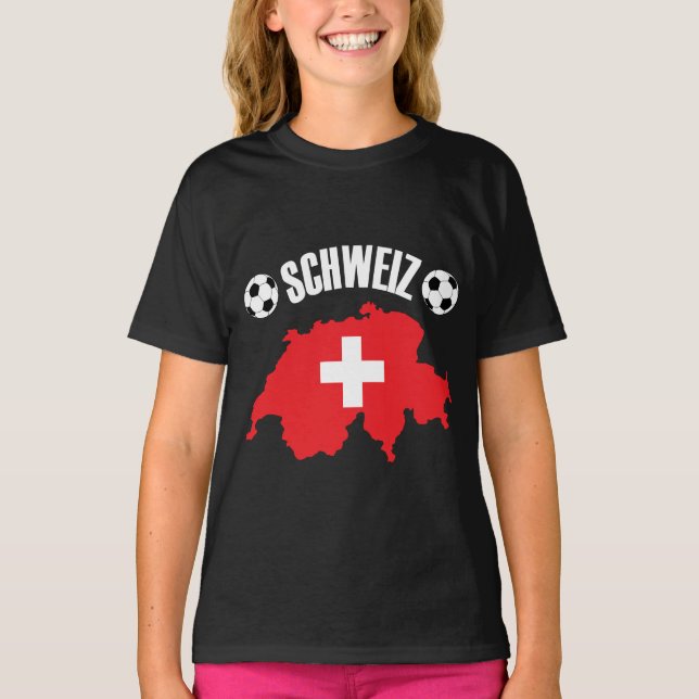 Schweiz Switzerland Map Soccer T-Shirt (Front)