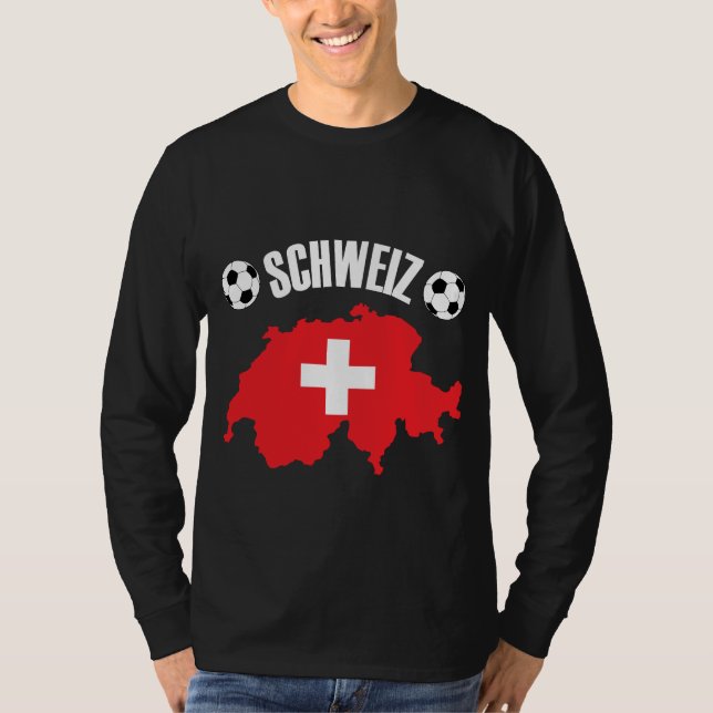 Schweiz Switzerland Map Soccer T-Shirt (Front)