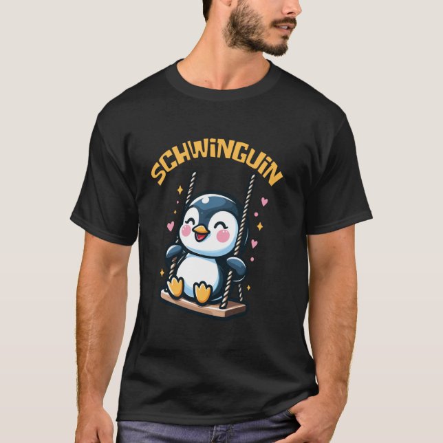 Schwinguin Happy Penguin Swinging Fun T-Shirt (Front)