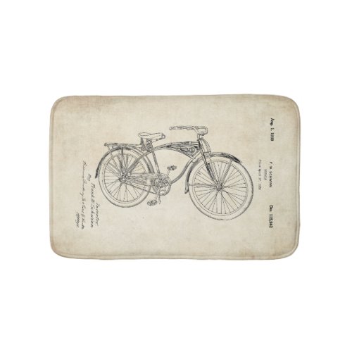 Schwinn Bicycle Patent Print Bath Mat