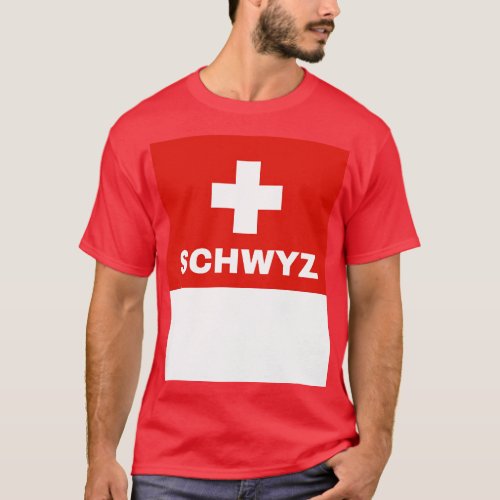 Schwyz City in Swiss Flag T_Shirt