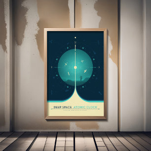 Sci-Fi Ad, Blue Atomic Clock, Deep Space Poster