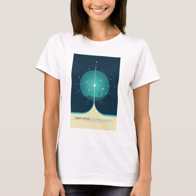 Sci-Fi Ad, Blue Atomic Clock, Deep Space T-Shirt (Front)