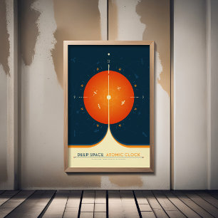 Sci-Fi Ad, Orange Atomic Clock, Deep Space Poster