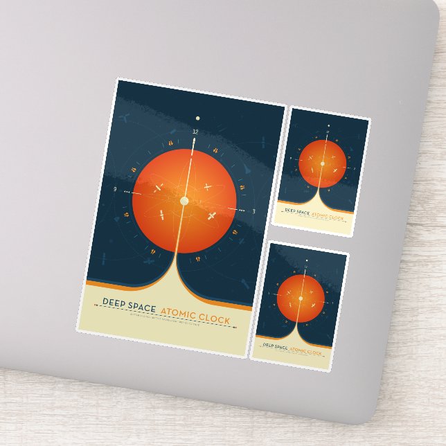 Sci-Fi Ad, Orange Atomic Clock, Deep Space Sticker (Detail)