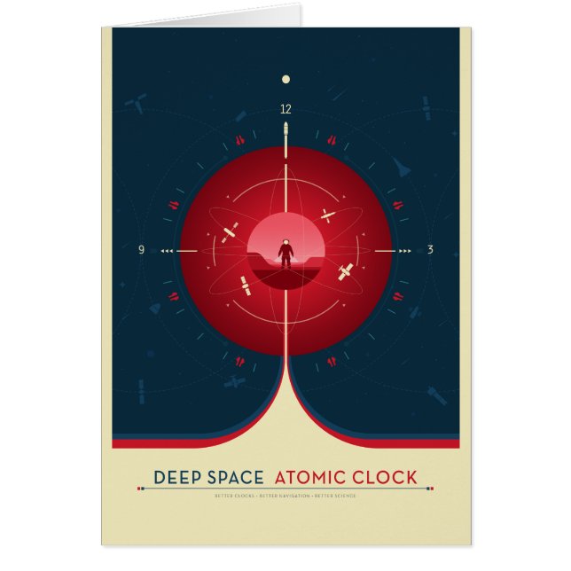 Sci-Fi Ad, Red Atomic Clock, Deep Space Cards (Front)