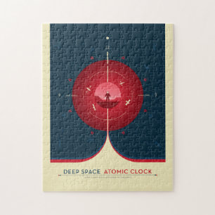 Sci-Fi Ad, Red Atomic Clock, Deep Space Jigsaw Puzzle